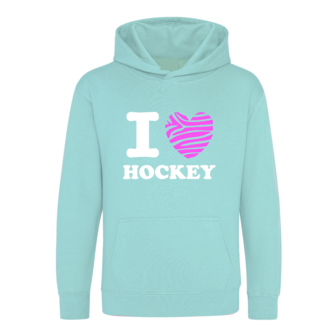 Trui I Love Hockey Mint Zebra Roze Junior