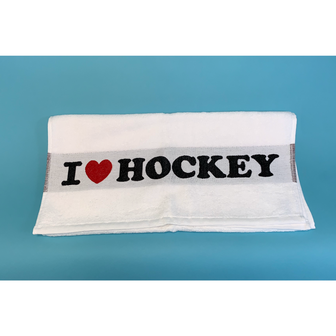 Towel I love hockey white