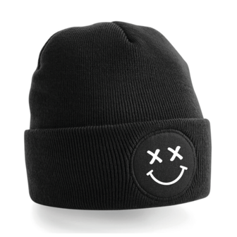 Beanie black smiley white