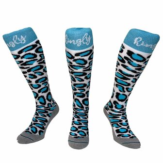 Hockeysokken Panter Glitter Wit - Blauw